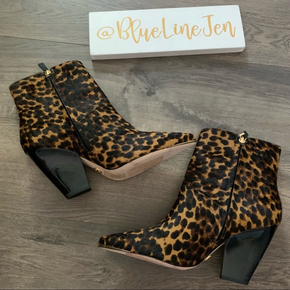 Tory Burch Lila Leopard Calf Hair Booties NWOT - Picture 2 of 7